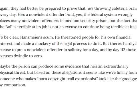 Copyright Troll Lawyer Can’t Hire an Undercover to Sue More Pirates from Prison